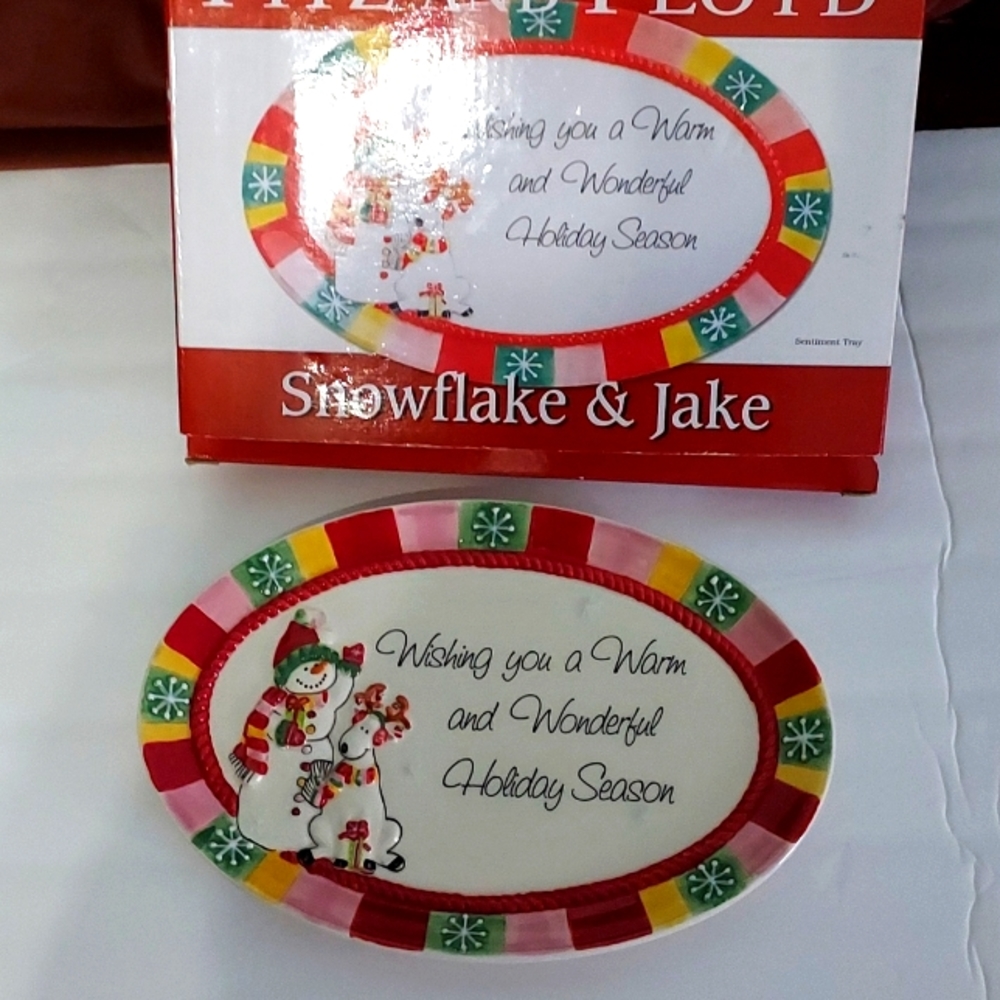 Fitz and Floyd Snowman & Jake Sentiment Tray 2009 56/113